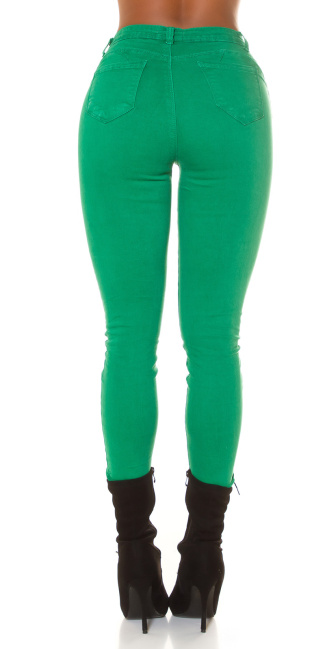 Hoge taille push-up skinny jeans groen